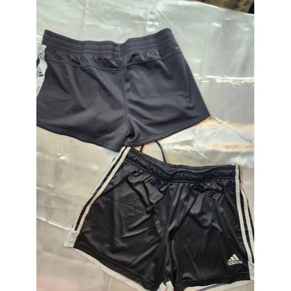Adidas Athletic Shorts Lot 2 Pairs Black White Striped Graphic Workout M #202